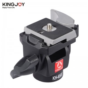 Kingjoy Professional Wearable 2-vejs Pan Tilt Aluminium Drejeligt kamera Fotohoved KH-6500